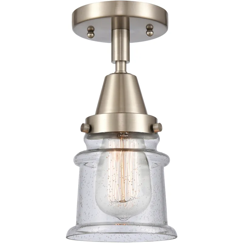Franklin Restoration Small Canton LED 6 inch Brushed Satin Nickel Flush Mount Ceiling Light in Seedy Glass