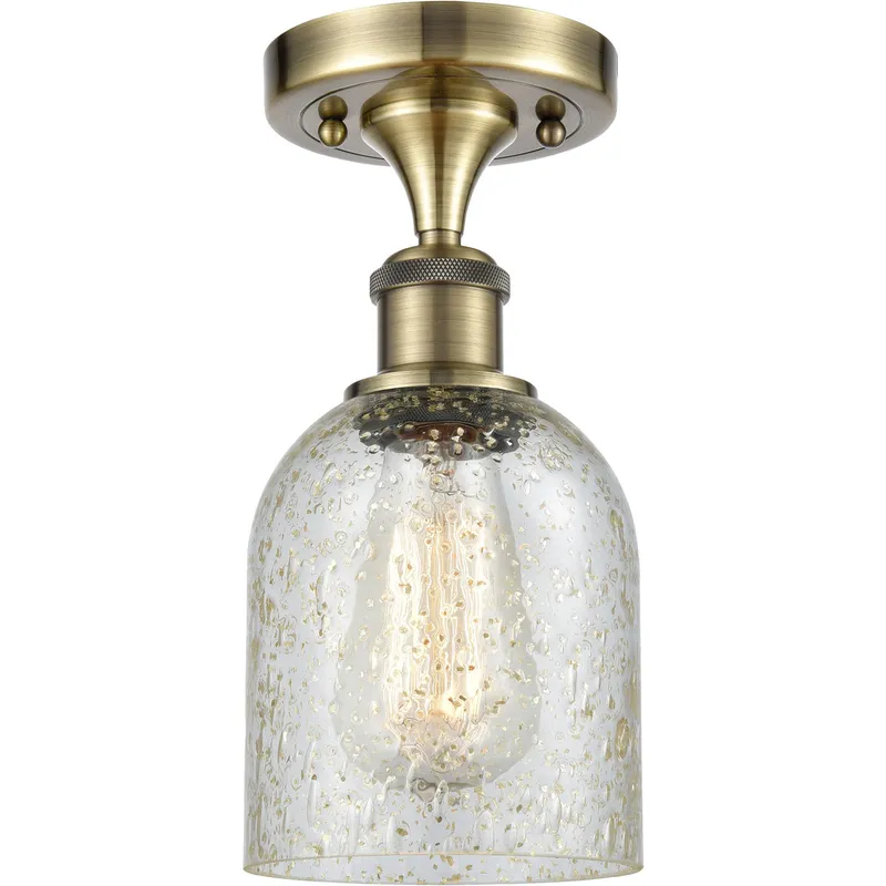 Ballston Caledonia LED 5 inch Antique Brass Semi-Flush Mount Ceiling Light in Mica Glass, Ballston