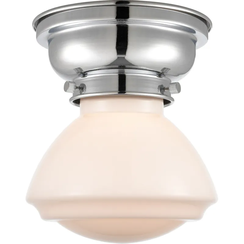 Aditi Olean 1 Light 7 inch Polished Chrome Flush Mount Ceiling Light in Matte White Glass, Aditi