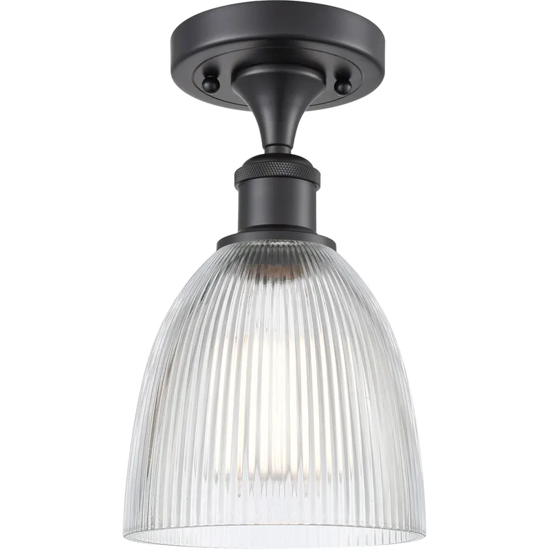 Ballston Castile LED 6 inch Matte Black Semi-Flush Mount Ceiling Light in Clear Glass, Ballston