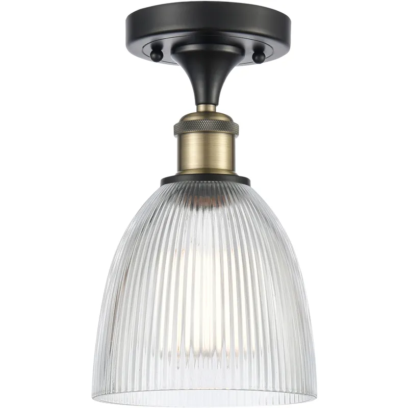 Castile 1 Light 6 inch Black Antique Brass Flush Mount Ceiling Light in Clear Glass