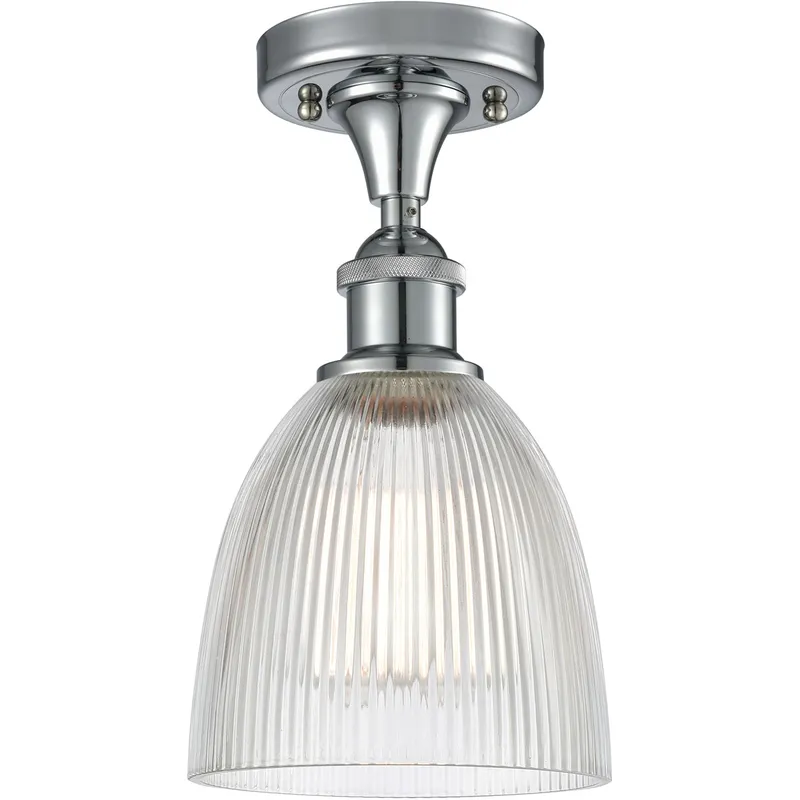 Ballston Castile LED 6 inch Polished Chrome Semi-Flush Mount Ceiling Light in Clear Glass, Ballston