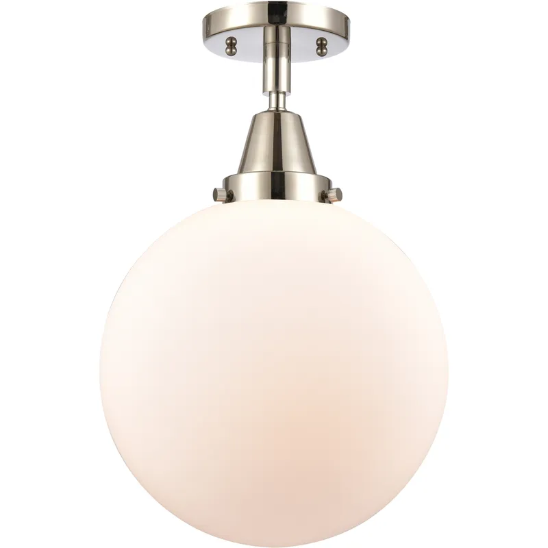 Downtown Urban Beacon 1 Light 10 inch Polished Nickel Flush Mount Ceiling Light in Incandescent, Matte White