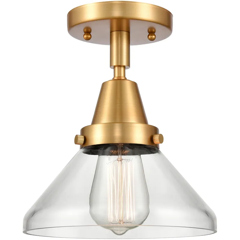 Franklin Restoration Caden LED 8 inch Satin Gold Flush Mount Ceiling Light in Clear Glass