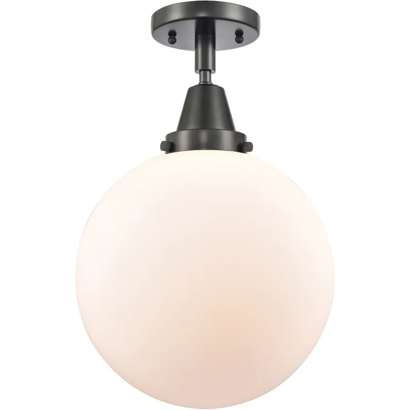 Downtown Urban Beacon 1 Light 10 inch Matte Black Flush Mount Ceiling Light in Incandescent, Matte White