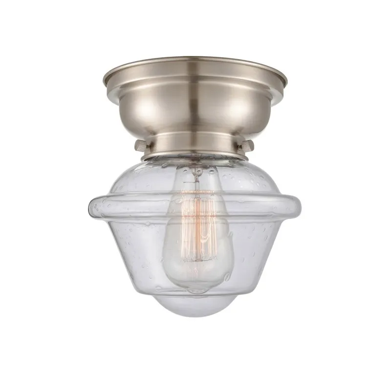 Aditi Small Bell LED 6.25 inch Antique Brass Flush Mount Ceiling Light in Silver Plated Mercury Glass, Aditi
