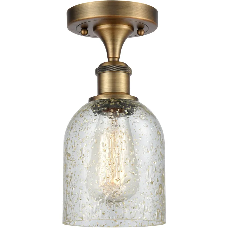 Ballston Caledonia LED 5 inch Brushed Brass Semi-Flush Mount Ceiling Light in Mica Glass, Ballston