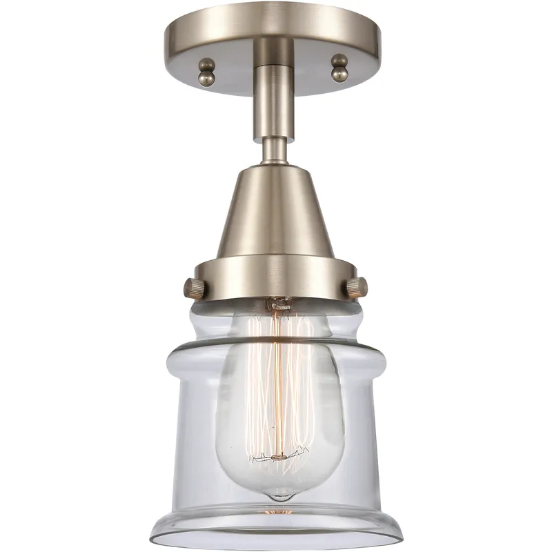 Franklin Restoration Small Canton LED 6 inch Brushed Satin Nickel Flush Mount Ceiling Light in Clear Glass