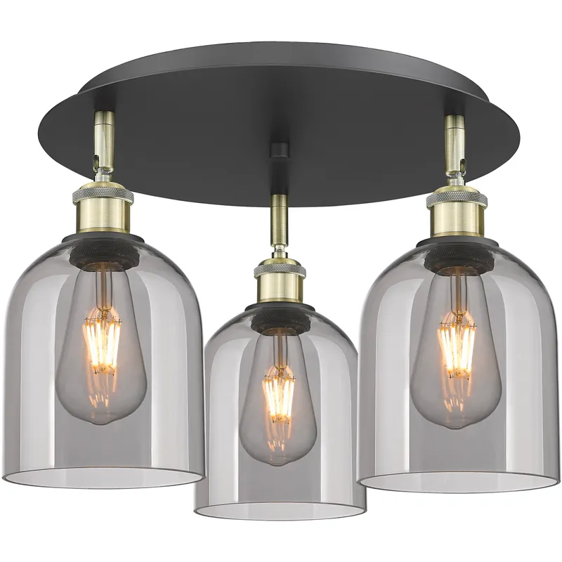 Ballston Bella 3 Light 17.25 inch Black Antique Brass Flush Mount Ceiling Light