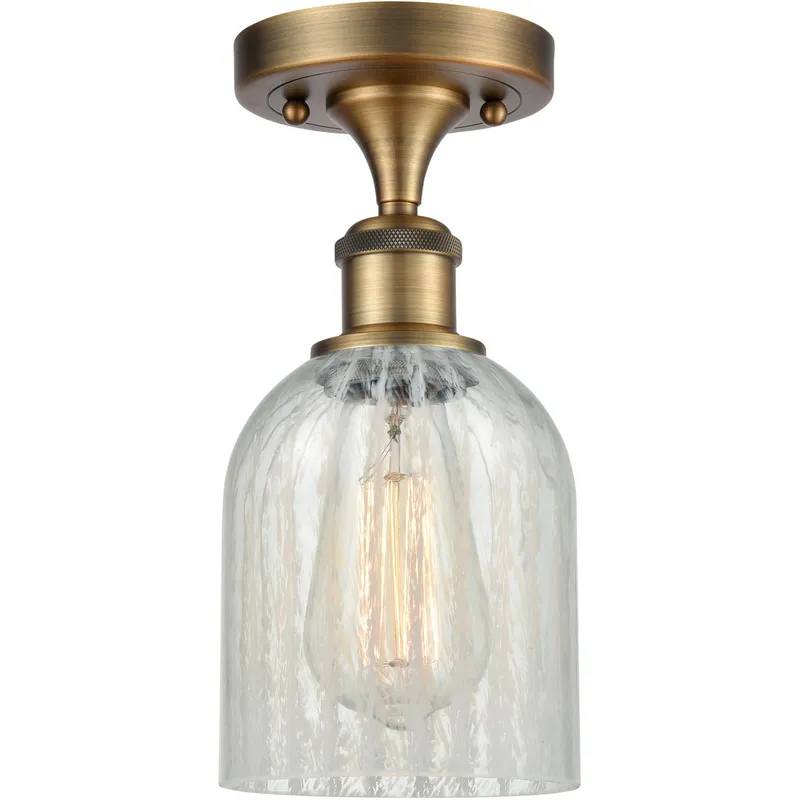 Ballston Caledonia LED 5 inch Brushed Brass Semi-Flush Mount Ceiling Light in Mouchette Glass, Ballston