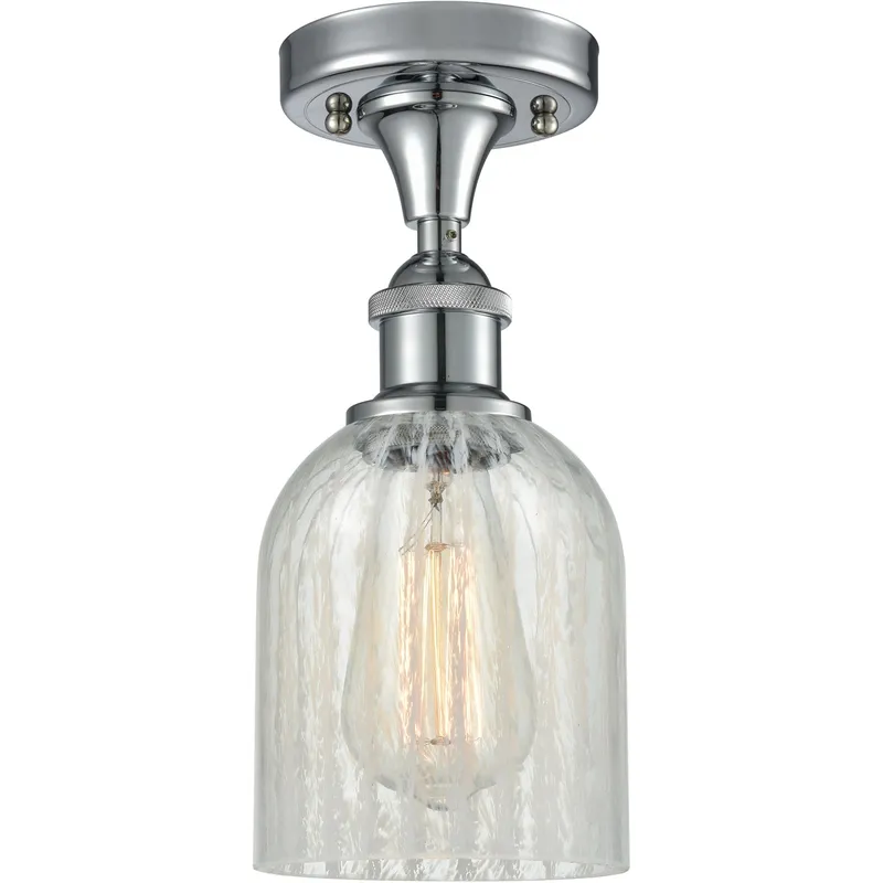Ballston Caledonia LED 5 inch Polished Chrome Semi-Flush Mount Ceiling Light in Mouchette Glass, Ballston