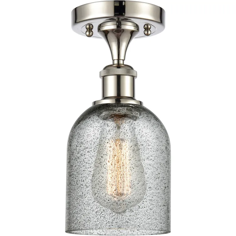 Ballston Caledonia LED 5 inch Polished Nickel Semi-Flush Mount Ceiling Light in Charcoal Glass, Ballston