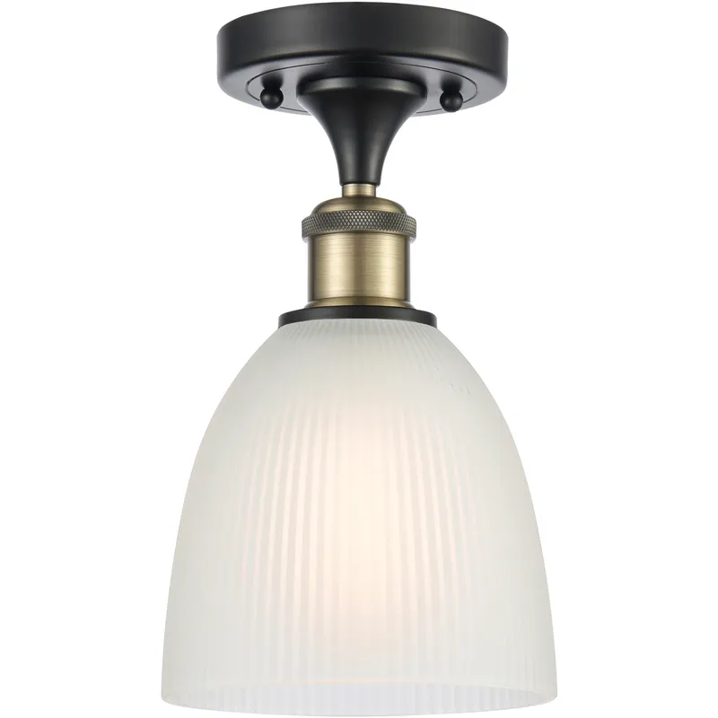 Castile 1 Light 6 inch Black Antique Brass Flush Mount Ceiling Light in White Glass