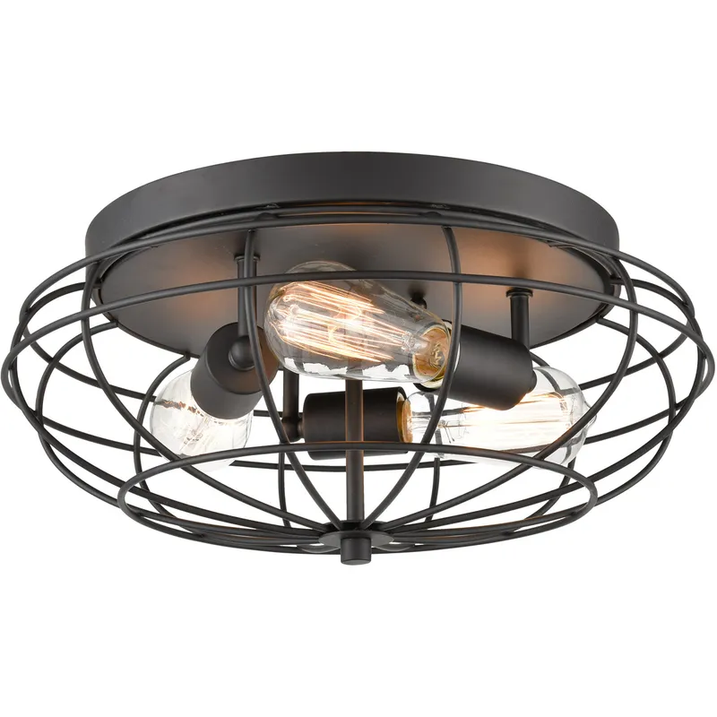Providence 3 Light 15 inch Matte Black Flush Mount Ceiling Light, Austere