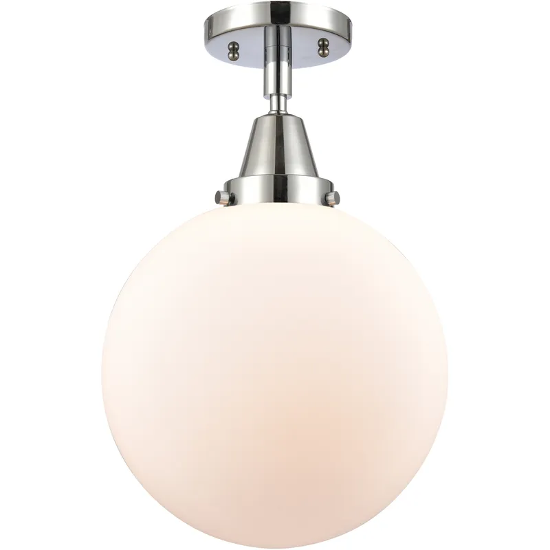 Downtown Urban Beacon 1 Light 10 inch Polished Chrome Flush Mount Ceiling Light in Incandescent, Matte White