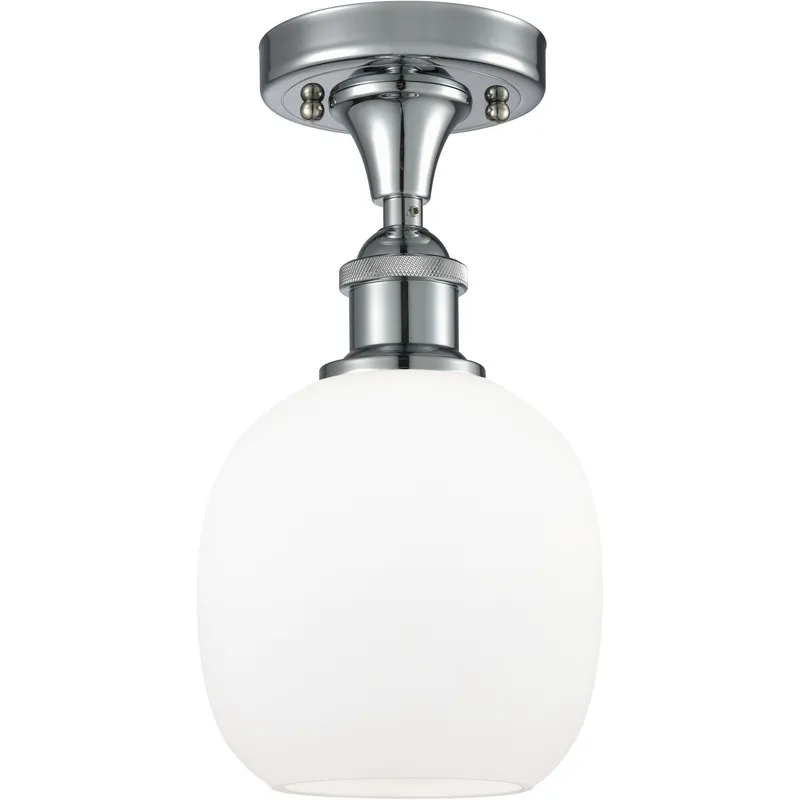 Edison Belfast 1 Light 6 inch Polished Chrome Semi-Flush Mount Ceiling Light in Matte White Glass, 2.1 lb