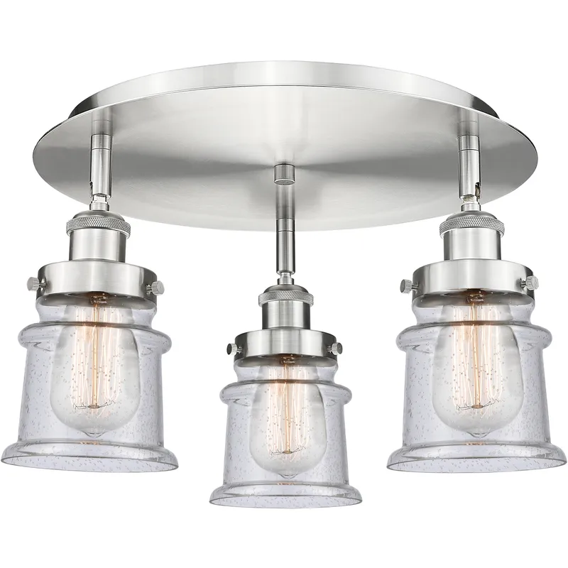 Canton 3 Light 17 inch Satin Nickel Flush Mount Ceiling Light in Seedy