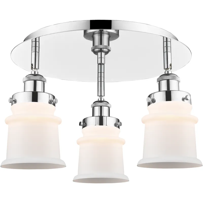 Canton 3 Light 17 inch Polished Chrome Flush Mount Ceiling Light in Matte White