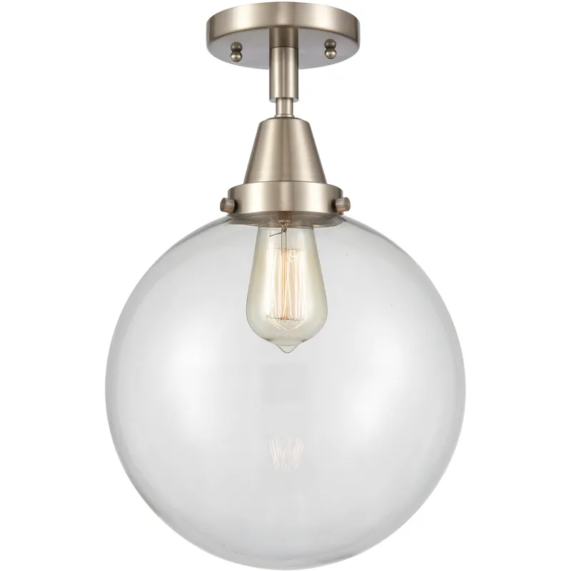 Downtown Urban Beacon LED 10 inch Brushed Satin Nickel Flush Mount Ceiling Light in Clear