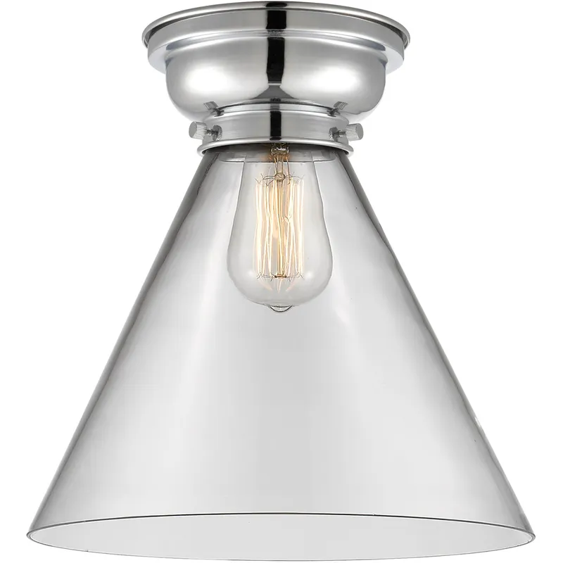Aditi X-Large Cone LED 12 inch Polished Chrome Flush Mount Ceiling Light in Clear Glass, Aditi