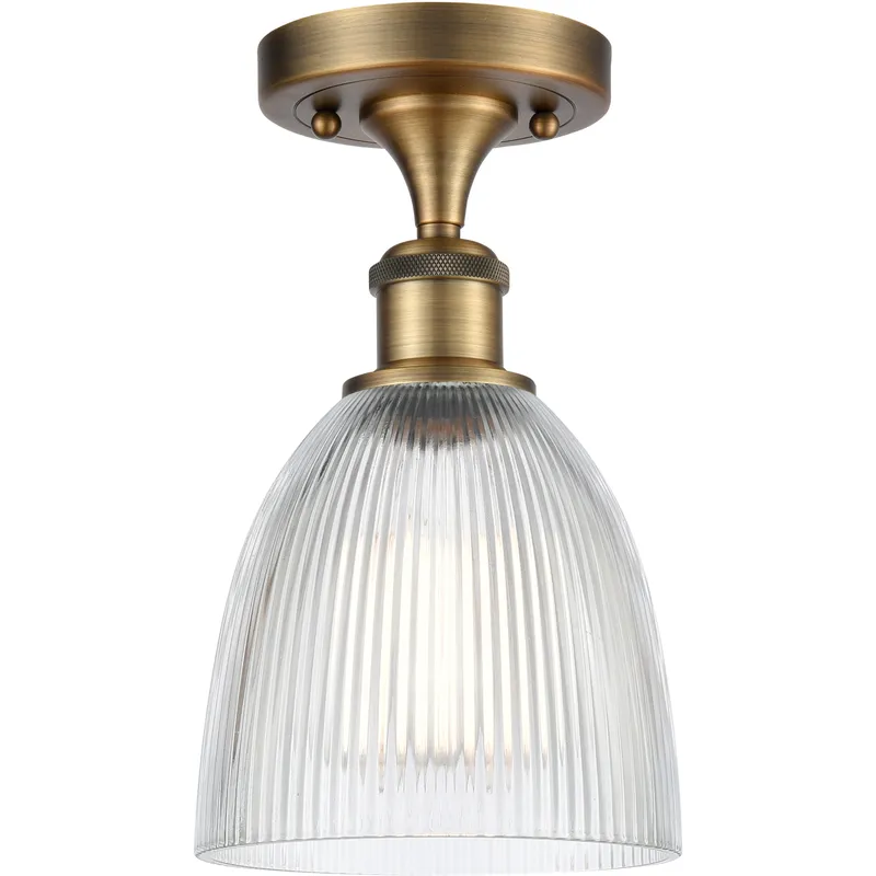 Castile 1 Light 6 inch Brushed Brass Flush Mount Ceiling Light in Clear Glass