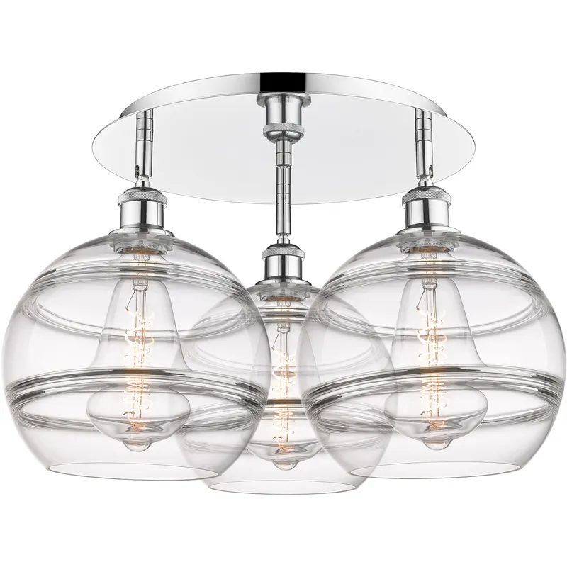Ballston Rochester 3 Light 21.75 inch Polished Chrome Flush Mount Ceiling Light