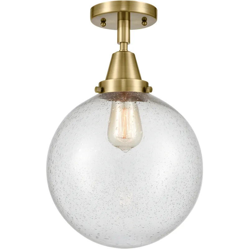 Downtown Urban Beacon LED 10 inch Antique Brass Flush Mount Ceiling Light in Seedy