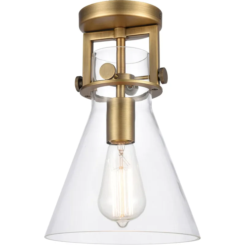 Restoration Newton 1 Light 8 inch Brushed Brass Flush Mount Ceiling Light, Restoration