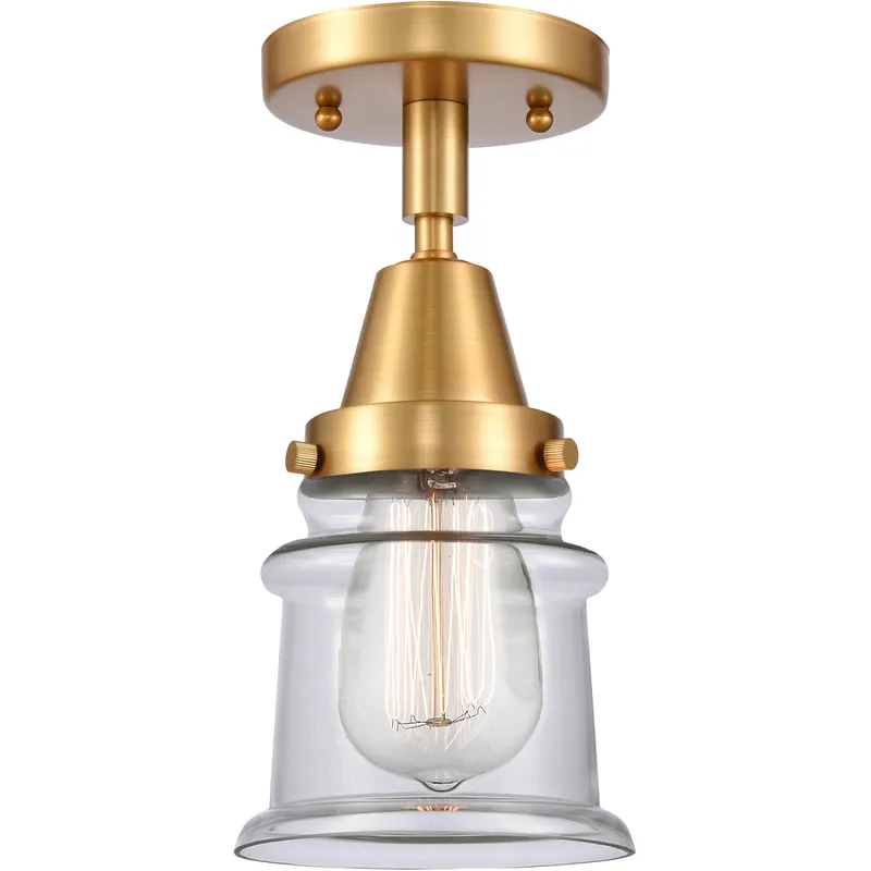 Franklin Restoration Small Canton LED 6 inch Satin Gold Flush Mount Ceiling Light in Clear Glass
