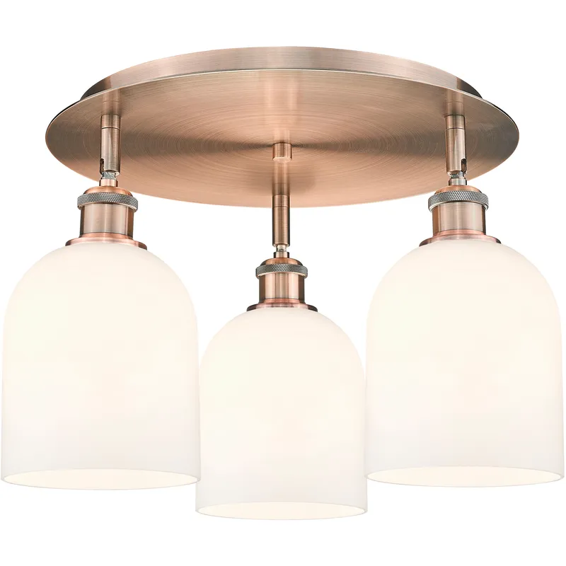 Ballston Bella 3 Light 17.25 inch Antique Copper Flush Mount Ceiling Light