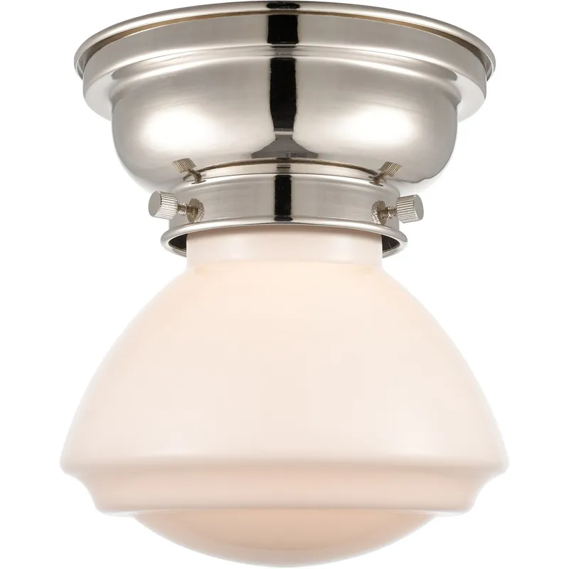 Aditi Olean 1 Light 7 inch Polished Nickel Flush Mount Ceiling Light in Matte White Glass, Aditi