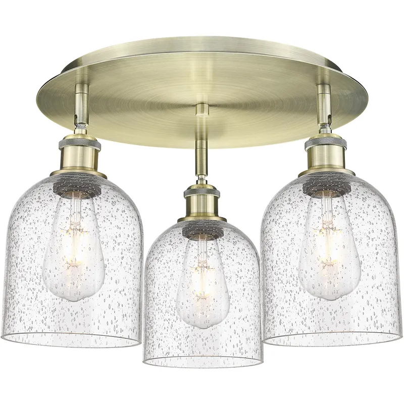 Ballston Bella 3 Light 17.25 inch Antique Brass Flush Mount Ceiling Light