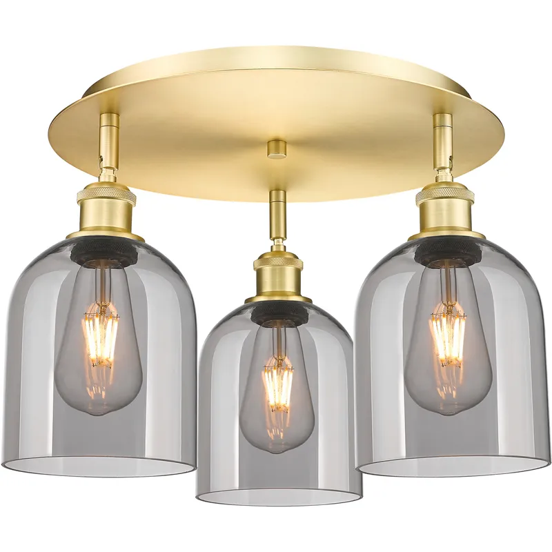 Ballston Bella 3 Light 17.25 inch Satin Gold Flush Mount Ceiling Light