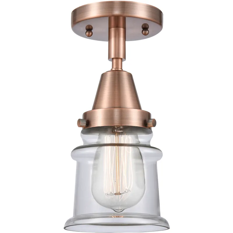 Franklin Restoration Small Canton LED 6 inch Antique Copper Flush Mount Ceiling Light in Clear Glass