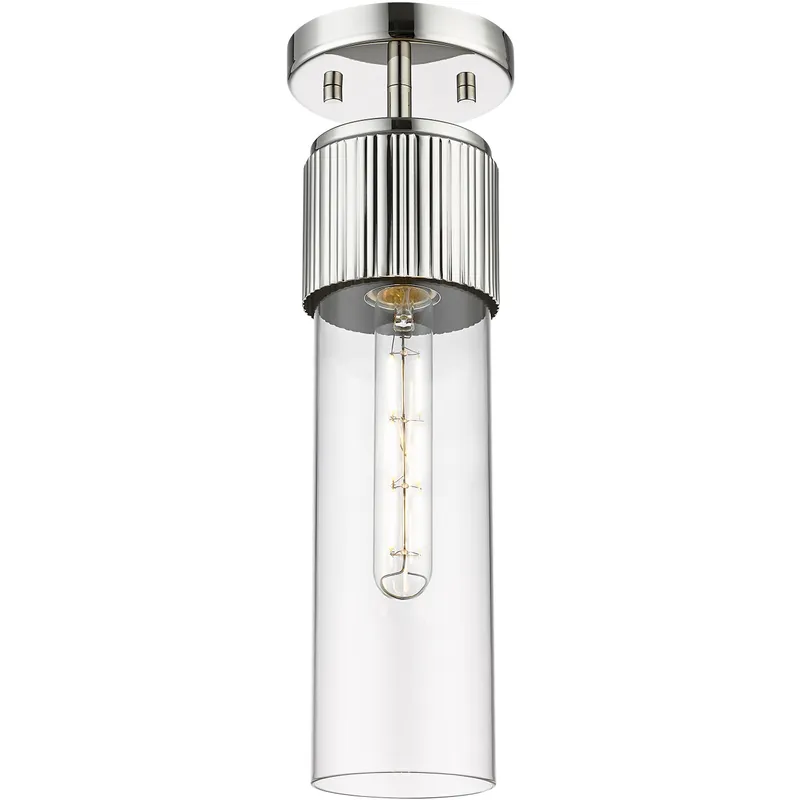 Bolivar 1 Light 4 inch Polished Nickel Flush Mount Ceiling Light in Clear Glass