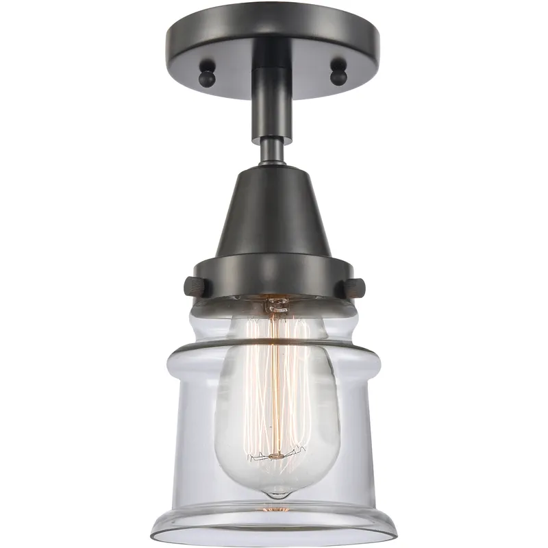 Franklin Restoration Small Canton LED 6 inch Matte Black Flush Mount Ceiling Light in Clear Glass