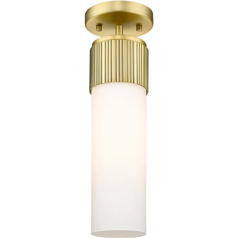 Bolivar 1 Light 4 inch Brushed Brass Flush Mount Ceiling Light in Matte White Glass