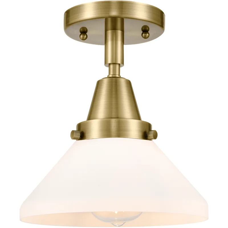 Franklin Restoration Caden LED 8 inch Antique Brass Flush Mount Ceiling Light in Matte White Glass
