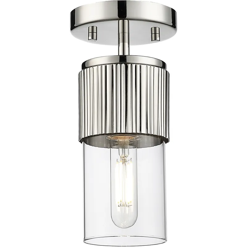 Bolivar 1 Light 4 inch Polished Nickel Flush Mount Ceiling Light in Clear Glass