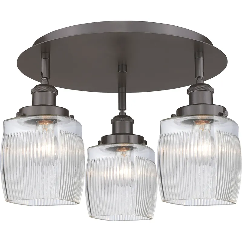 Colton 3 Light 17.25 inch Oil Rubbed Bronze Flush Mount Ceiling Light
