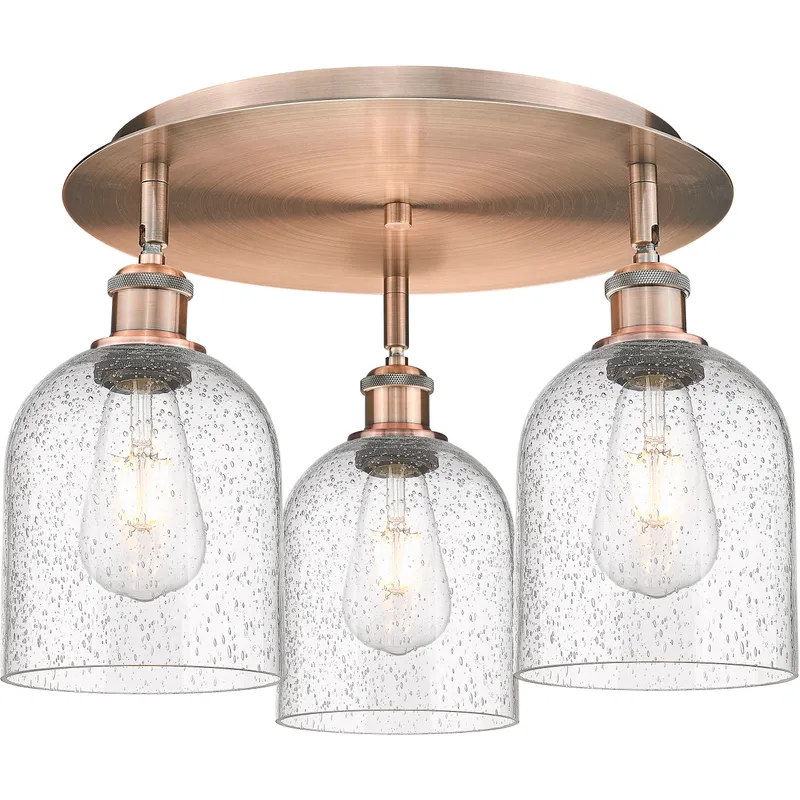 Ballston Bella 3 Light 17.25 inch Antique Copper Flush Mount Ceiling Light