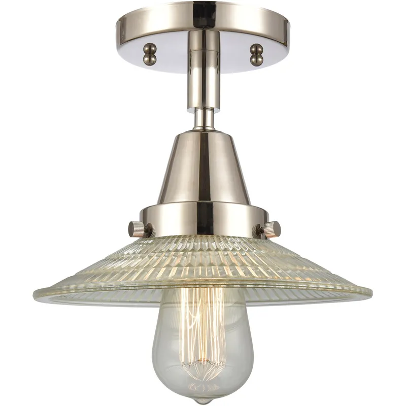 Franklin Restoration Halophane 1 Light 9 inch Polished Nickel Flush Mount Ceiling Light in Clear Halophane Glass