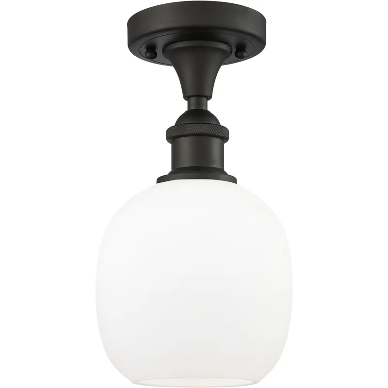 Edison Belfast 1 Light 6 inch Oil Rubbed Bronze Semi-Flush Mount Ceiling Light in Matte White Glass, 2.1 lb
