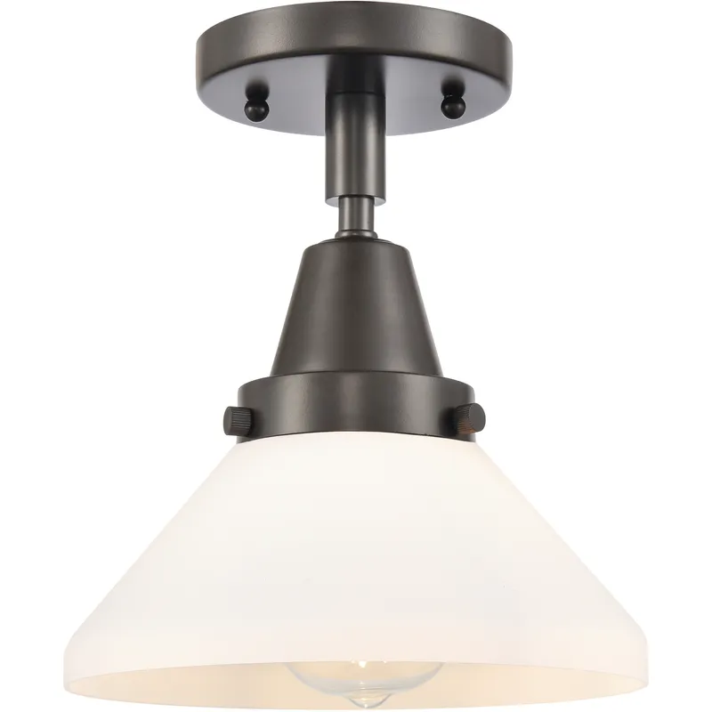 Franklin Restoration Caden LED 8 inch Oil Rubbed Bronze Flush Mount Ceiling Light in Matte White Glass