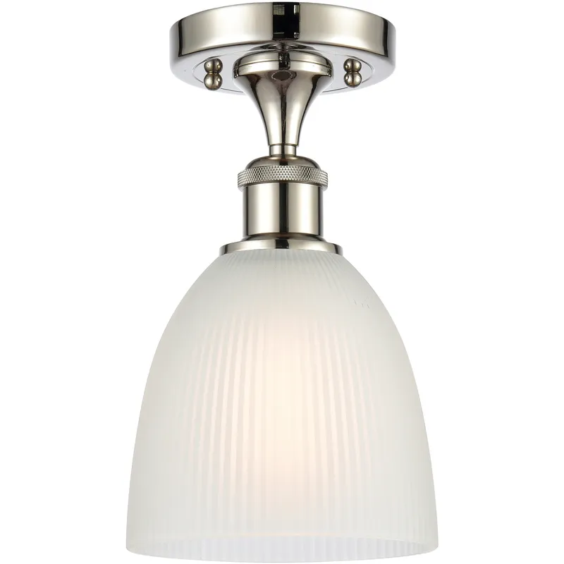 Castile 1 Light 6 inch Polished Nickel Flush Mount Ceiling Light in White Glass