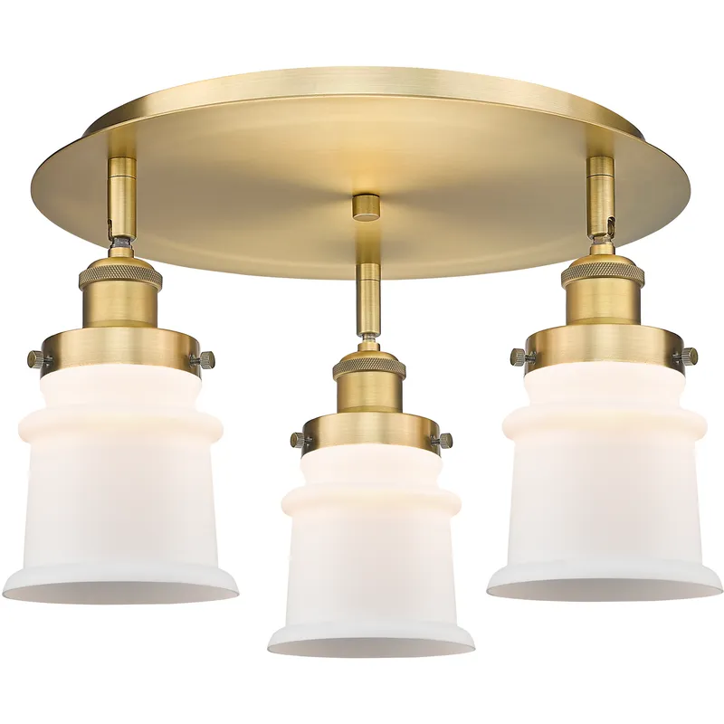 Canton 3 Light 17 inch Brushed Brass Flush Mount Ceiling Light in Matte White