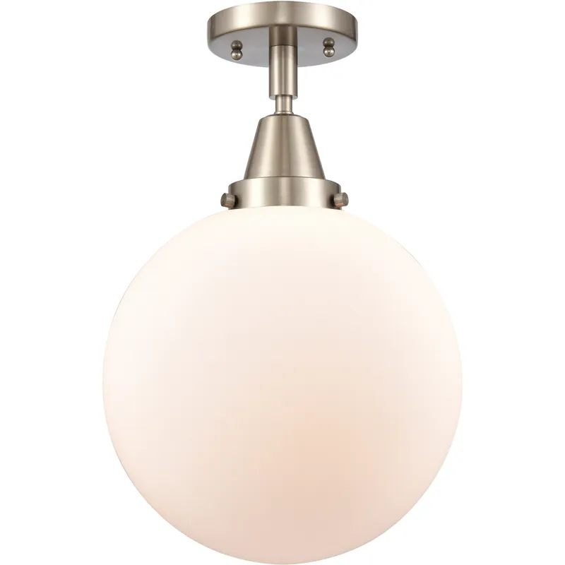Downtown Urban Beacon 1 Light 10 inch Brushed Satin Nickel Flush Mount Ceiling Light in Incandescent, Matte White