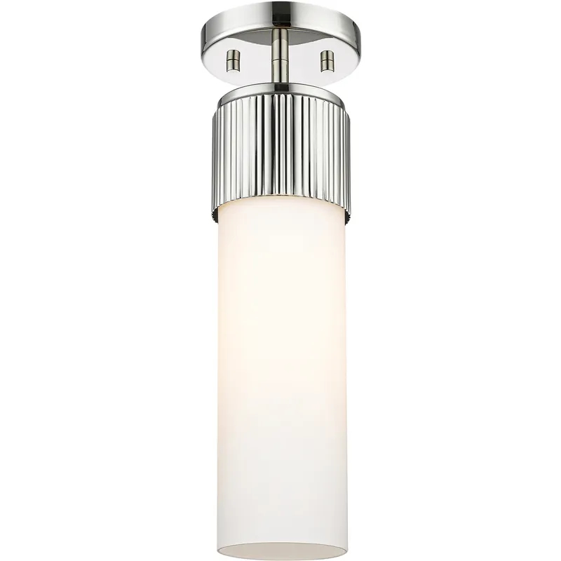 Bolivar 1 Light 4 inch Polished Nickel Flush Mount Ceiling Light in Matte White Glass