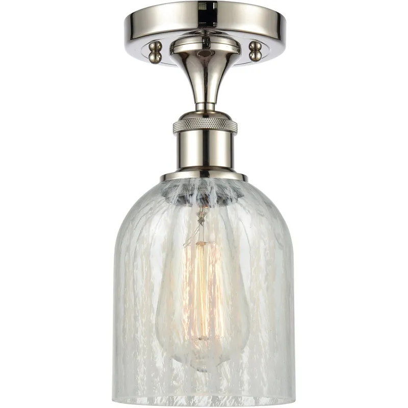 Ballston Caledonia LED 5 inch Polished Nickel Semi-Flush Mount Ceiling Light in Mouchette Glass, Ballston