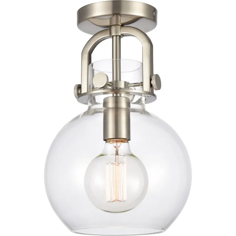 Restoration Newton 1 Light 8 inch Brushed Satin Nickel Flush Mount Ceiling Light, Restoration